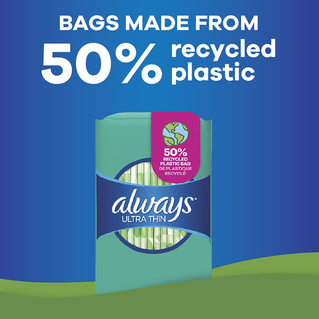 Always Ultra Thin Daytime Pads with Wings, Size 3, Extra Long Super, 38 Ct