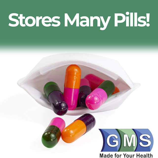 GMS Easy Squeeze Pocket Pill Pouch for Pills and Tablets, Great for Travel (White)