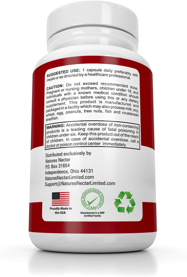 Iron Booster - Dietary Supplement for Women with Vitamin C, B12 & Folic Acid - Boost Red Blood Cell Production- Best Iron Supplements for Anemia - Raw Iron Vitamins 60 Capsules