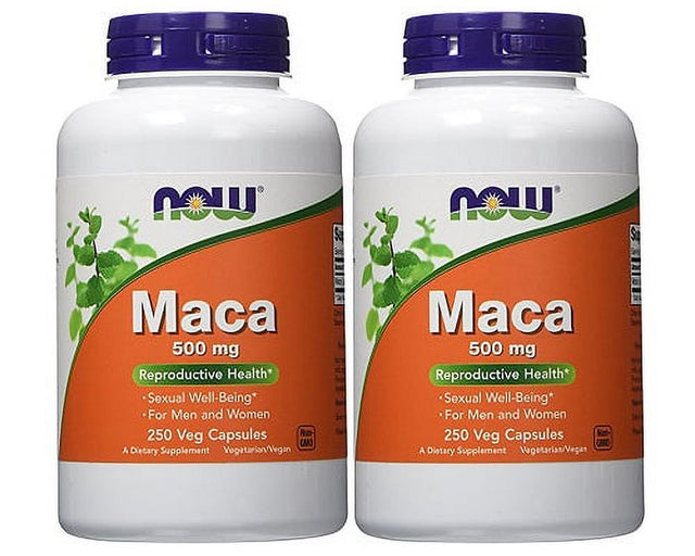 NOW Maca 500 Mg 250 Veg Capsules Fresh Made in USA, White