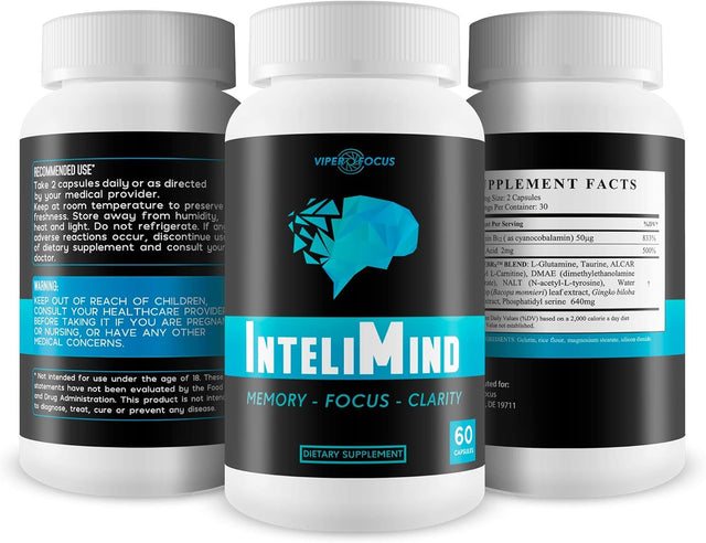 Intelimind - Memory - Focus - Clarity - Support Improved Brain Function - Help Improve Memory Storage - Aid Increased Energy and Mental Endurance - Proprietary Brain Formula Designed High Performance