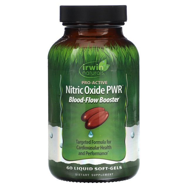 Irwin Naturals Nitric Oxide PWR, Blood-Flow Booster, 60 Liquid Soft-Gels
