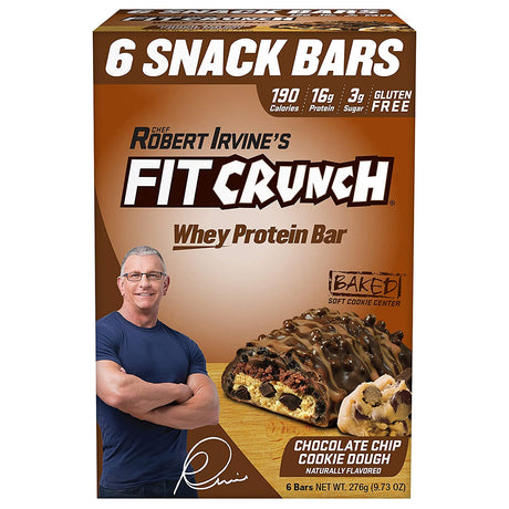 FITCRUNCH Snack Size Protein Bars, Designed by Robert Irvine, World’S Only 6-Layer Baked Bar, Just 3G of Sugar & Soft Cake Core (Chocolate Chip Cookie Dough)
