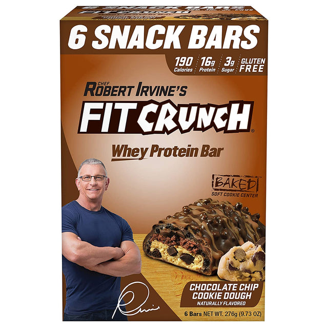 FITCRUNCH Snack Size Protein Bars, Designed by Robert Irvine, World’S Only 6-Layer Baked Bar, Just 3G of Sugar & Soft Cake Core (Chocolate Chip Cookie Dough)