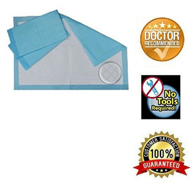 Healthline (Chux) Disposable Underpads Large 23 X 36, Waterproof Highly Absorbent Blue Bed Pads for Adults, Children, and Pets (50/Pack) plus Hand Sanitizing Wipes