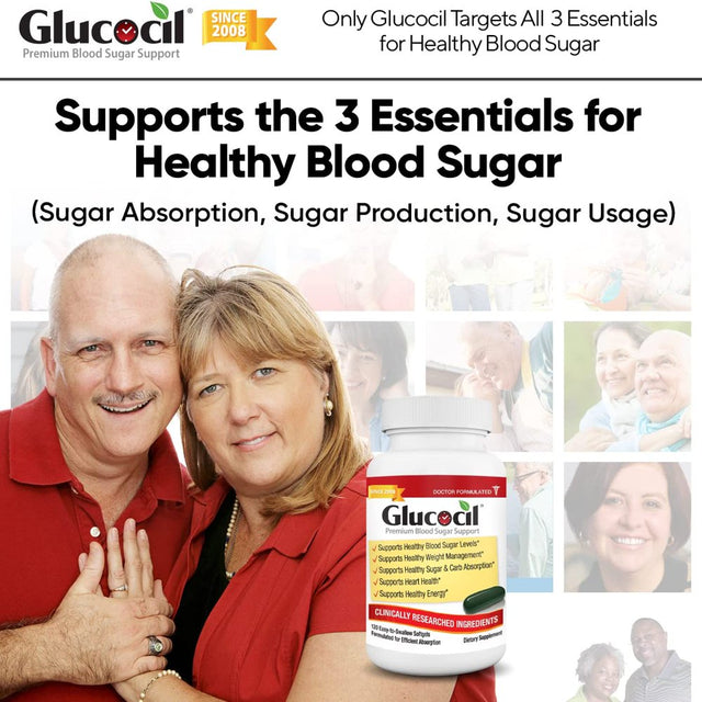 Glucocil – the Total Blood Sugar Optimizer, over 1 Million Bottles Sold, Premium Blood Sugar Support Supplement, Extra Strength Softgels*, Targets All 3 Essentials for Normal Blood Sugar,