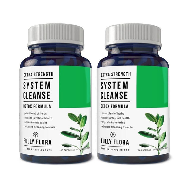 Fully Flora Extra Strength System Cleanse Detox (60 Capsules) 3 Bottles X 60 Capsules