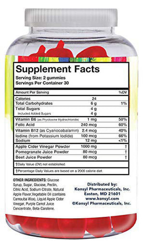Konsyl Apple Cider Vinegar Gummies - 60 Ct
