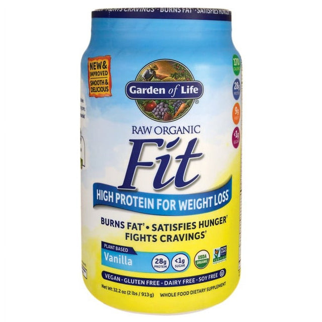 Garden of Life Raw Organic Fit Protein Powder, Vanilla, 28G Protein, 2.0Lb, 32.2Oz
