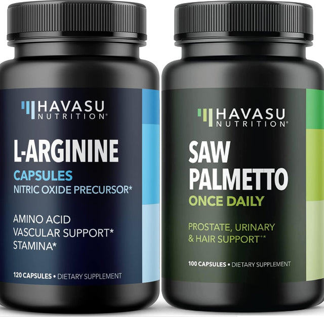 L Arginine and Saw Palmetto Capsules to Support Male Health | Performance and Prostate Health | Aids in Vascular Support from Nitric Oxide | 120 L-Arginine Capsules and 100 Saw Palmetto Capsules