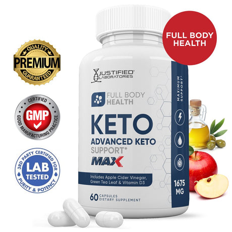 Full Body Health Keto ACV MAX Pills 1675Mg Alternative to Gummies Dietary Supplement 60 Capsules