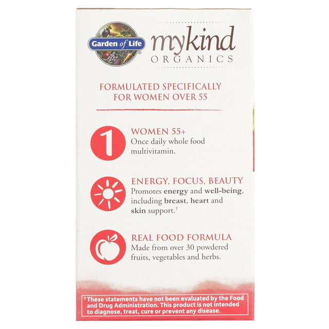 Garden of Life Mykind Organics Women’S 55+ Multivitamin | Once Daily | 30Ct