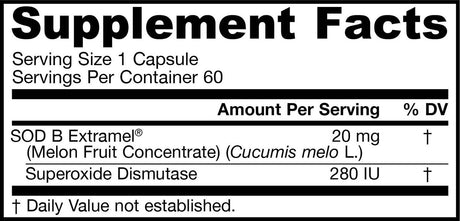 Jarrow Formulas Sod Superoxide Dismutase Antioxidant Enzyme Veggie Caps, 60 Count
