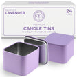 Hearts & Crafts Square 24 Tin Candle Tins with Lids for Candle Making - 8Oz - Lavender
