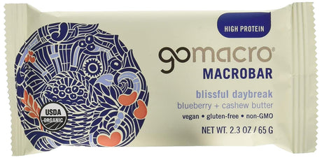 GOMACRO Organic Blueberry Cashew Butter Bar ,2.3 Oz(Pack of 12)