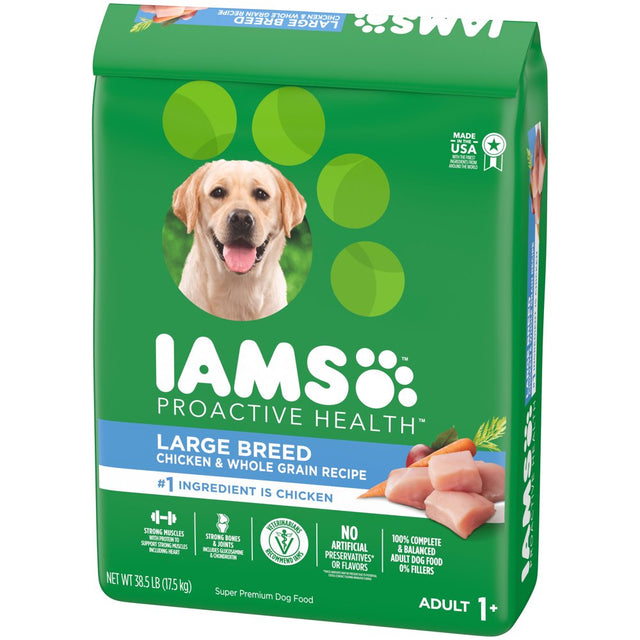 IAMS Adult High Protein Large Breed Dry Dog Food with Real Chicken, 38.5 Lb. Bag