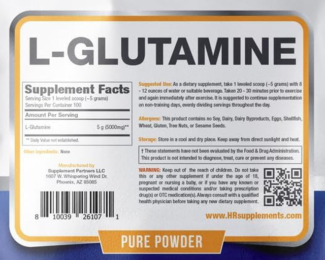 L-Glutamine Powder - Support Muscle Growth Support & Enhanced Muscle Protein Synthesis - 500 Grams