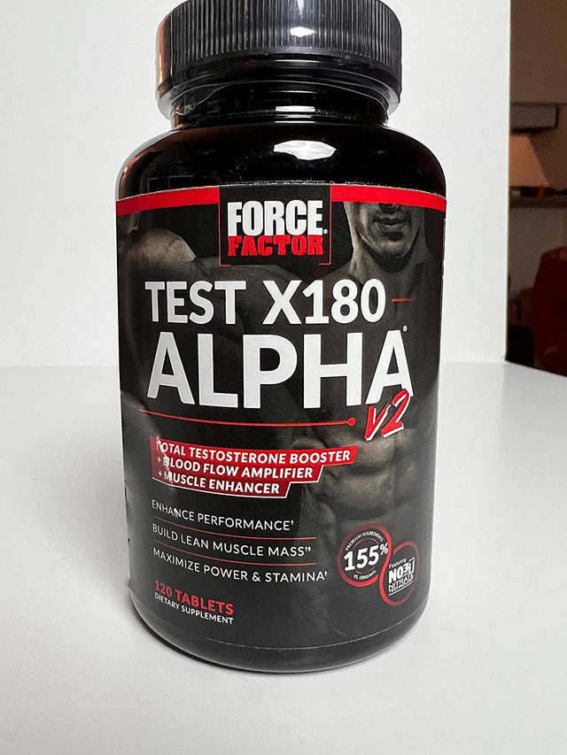 Force Factor Test X180 Alpha V2 Testosterone Booster for Men, Supplement with Testofen and Nitrates to Build Muscle and Strength, Boost Nitric Oxide, and Enhance Performance, 120 Tablets
