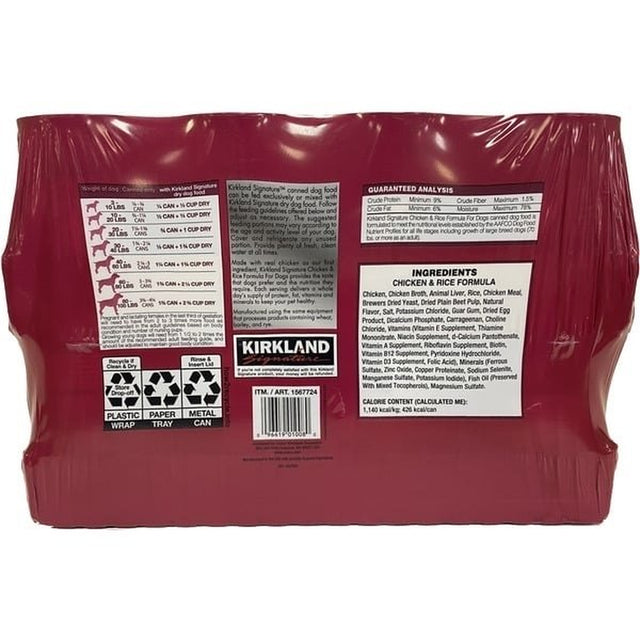 Kirkland Signature Chicken & Rice Formula Dog Food, 13.2 Ounce (24 Count)