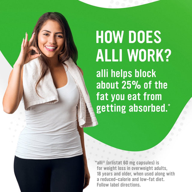 Alli Orlistat Weight Loss Supplement Capsules Starter Pack, 60 Mg, 60 Ct