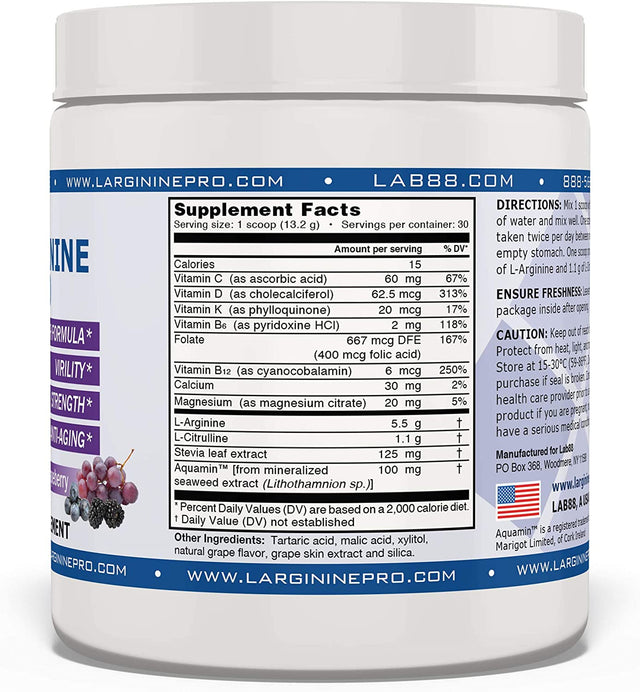 L-ARGININE PRO, L-Arginine Supplement - 5,500Mg of L-Arginine plus 1,100Mg L-Citrulline - Jar + Packets Set, Powder (Raspberry, Jar+30Packets)