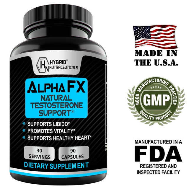 Alphafx Test Booster Testosterone Supplement for Men - High Potency Tribulus Terrestris, Horny Goat Weed, Saw Palmetto & More - Support Muscle Growth, Increase Libido - 90 Capsules