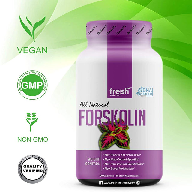 Fresh Nutrition Forskolin Supplement - Strongest DNA Verified - Belly Fat Burner 90 Caps
