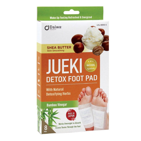 Jueki Detox Foot Pad - Shea Butter with Bamboo Vinegar Detox Patch (8 Pads/4 Pairs)