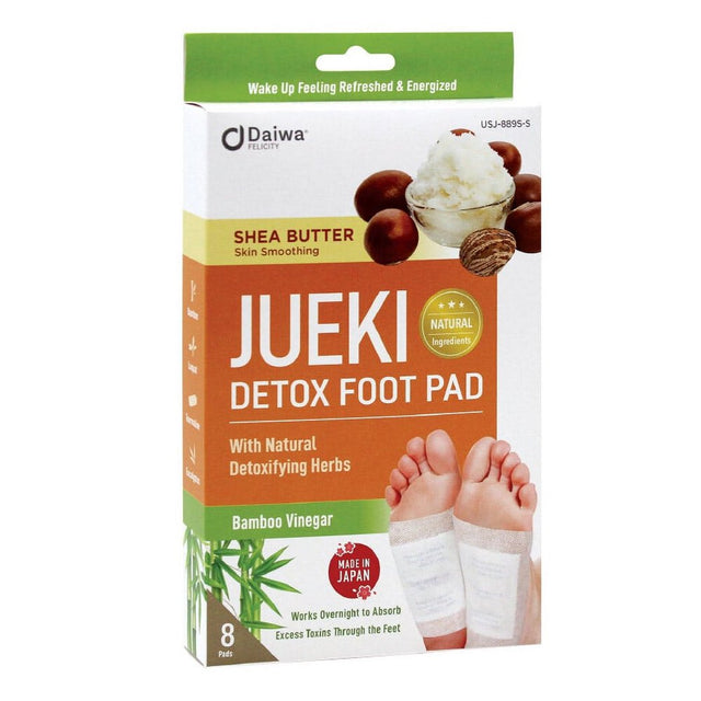 Jueki Detox Foot Pad - Shea Butter with Bamboo Vinegar Detox Patch (8 Pads/4 Pairs)
