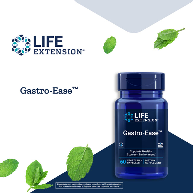 Life Extension Gastro-Ease™ - Stomach Digestion Supplement to Promote Health & Comfort - Gluten-Free, Non-Gmo - 60 Vegetarian Capsules