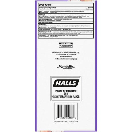 Halls Breezers Drops Cool Creamy Strawberry 25 Ea (Pack of 3)