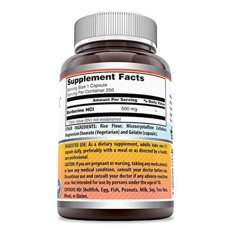 Amazing Nutrition Berberine, 1,000 Mg, 250 Capsules (500 Mg per Capsule)
