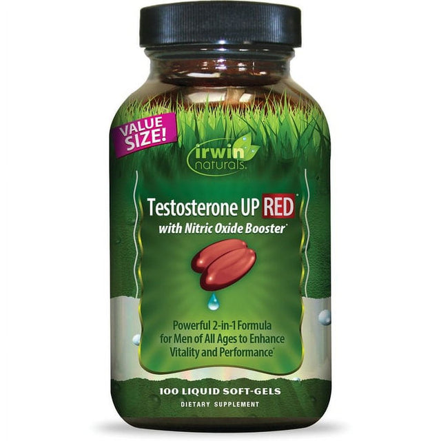 Irwin Naturals Testosterone up Red with Nitric Oxide Booster, 100 Liquid Soft-Gels