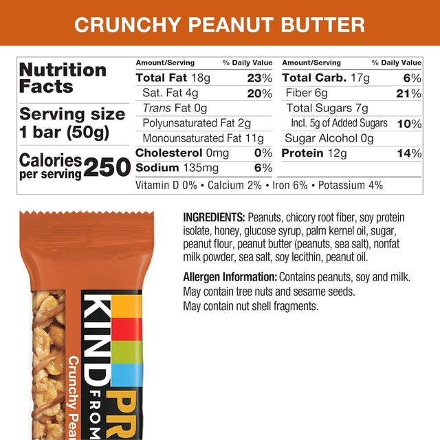 KIND Protein Bars, Crunchy Peanut Butter, Gluten Free, 12G Protein,1.76 Ounce, 20 Count