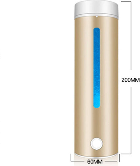 Portable 3 Minute Hydrogen-Rich Water Bottle Rechargeable High Concentration Hydrogen Generator Glass Bottle Anti-Aging Anti-Oxidation Alkaline Water Generator, 300Ml