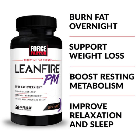 Force Factor Leanfire PM Fat Burner Weight Loss Pills for Women and Men, 60 Count
