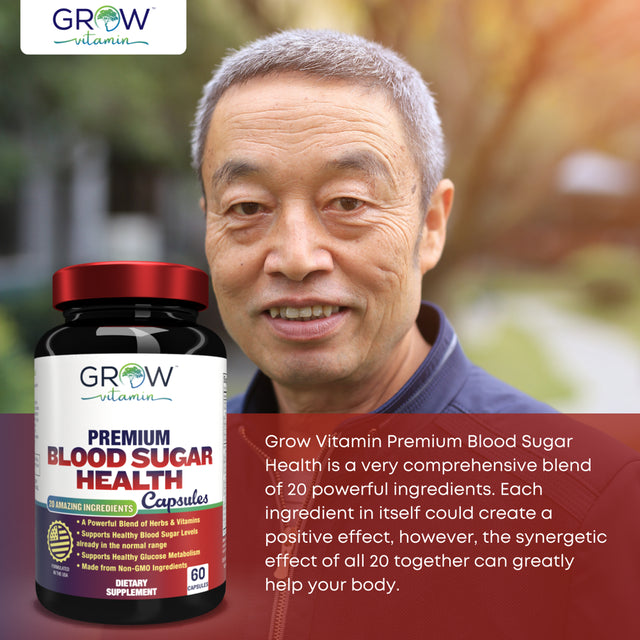 GROW VITAMIN SENSOLIN: Natural Blood Sugar Support Health Supplement, 60 Count