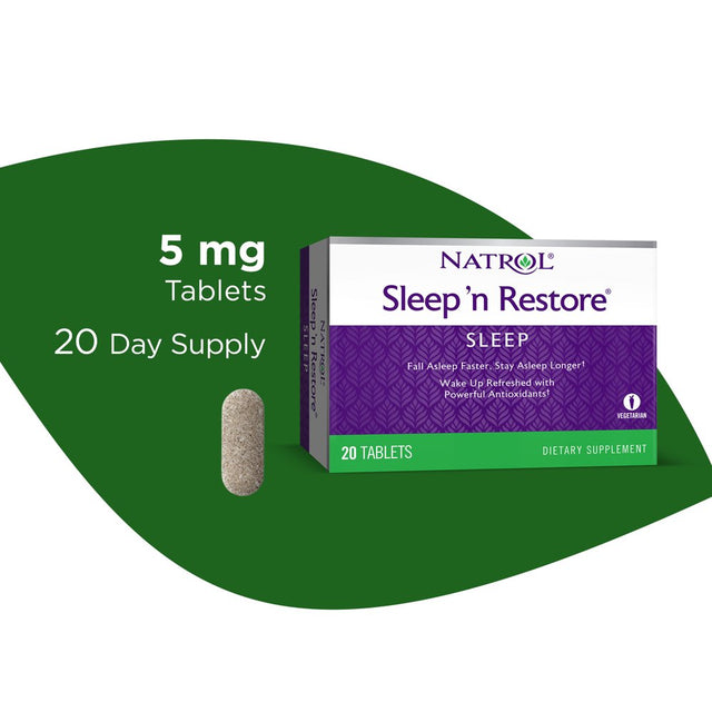 Natrol Sleep N Restore Tablets, Sleep Aid Support Supplement, 20 Count