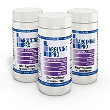 L-Arginine Pro Powder - 5500Mg L-Arginine, 1100Mg L-Citrulline Cardio Health (Grapeberry, (3) Jars)