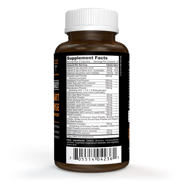 CLINICAL DAILY Smart Defense Herbal Immune Support Supplement. Immunity Vitamins for Women and Men, Vitamin C, E, Selenium, 22 in 1 Herbs plus Mushroom Complex. Graviola, Garlic, Lycopene. 60 Capsules