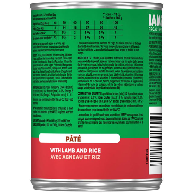 Iams Proactive Health Adult Wet Dog Food Classic Ground with Lamb & Rice, 13 Oz. Can