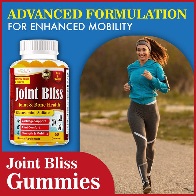 Joint Support Glucosamine Gummies plus Vitamin E, Joint Support Supplement for Occasional Discomfort Relief for Back, Knees & Hands - Joint Health & Flexibility Supplement - 60 Gummies