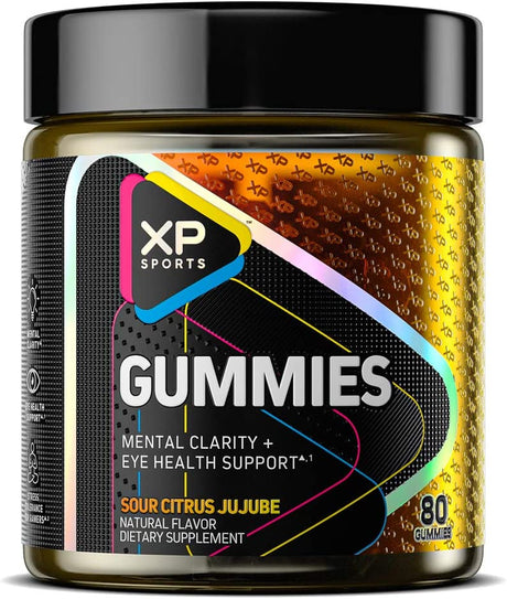 Gummies Enhanced Mental Clarity and Stress Tolerance + Eye Health Support Formulated for Esports Athletes, Gamers and Biohackers Sour Citrus Jujube, 80 Gummies (20 Servings)