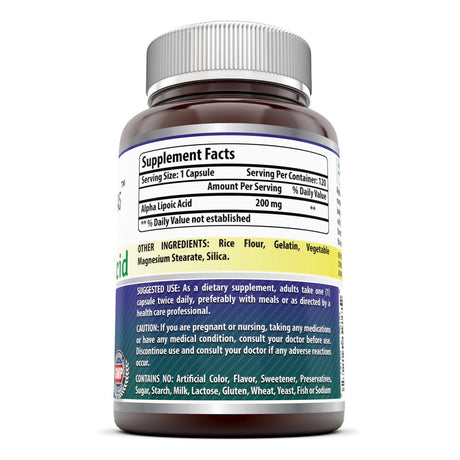 Amazing Formulas Alpha Lipoic Acid 200 Mg 120 Capsules