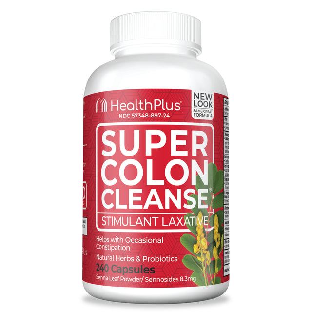Health plus Super Colon Cleanse Laxative Capsules, 240-Count