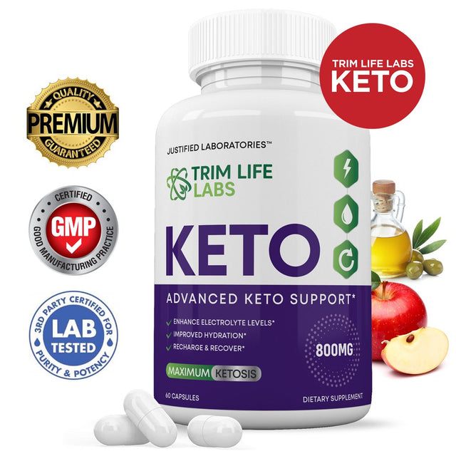 Justified Laboratories Trim Life Labs Keto Pills Includes Apple Cider Vinegar Gobhb® 60 Capsules