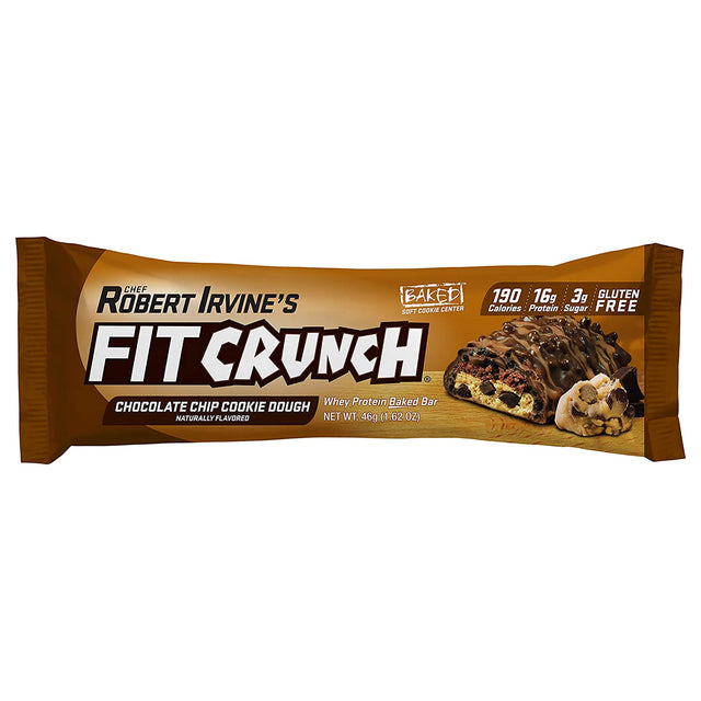 FITCRUNCH Snack Size Protein Bars, Designed by Robert Irvine, World’S Only 6-Layer Baked Bar, Just 3G of Sugar & Soft Cake Core (Chocolate Chip Cookie Dough)