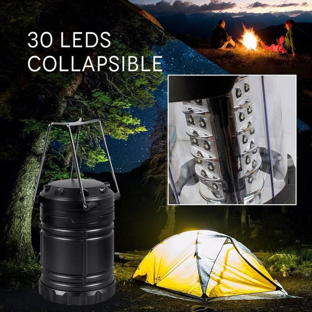 LED Collapsible Military Tac Lantern, Outdoor Rechargeable LED Flashlight Ultra Bright Collapsible Hand Lamp - Perfect Outdoor Survival Lamp (1Pc Set) (Black)