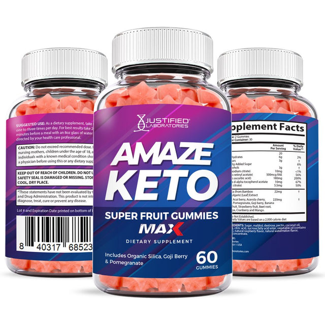 Amaze Keto Max Gummies Dietary Supplement 60 Gummys