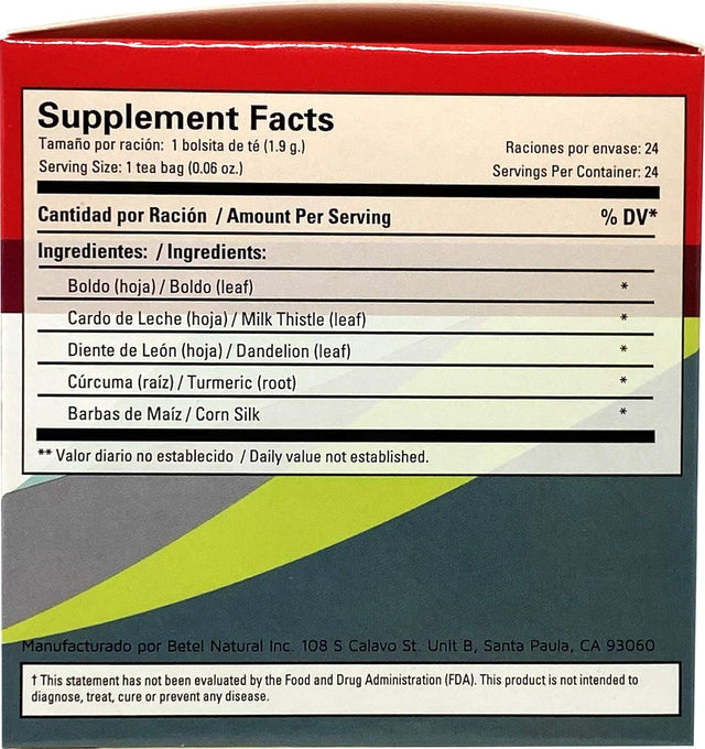 Higadetox Tea by Betel Natural - Healthy Liver Detox - 24 Tea Bags